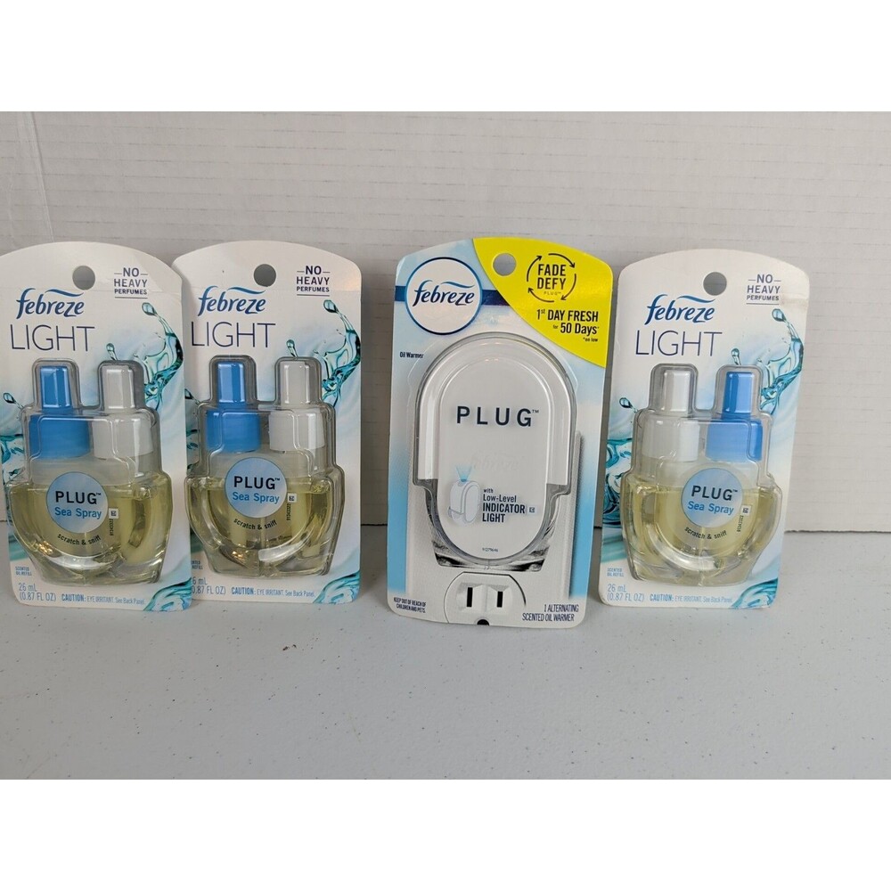 Febreze Plug Oil Warmer  1 Warmer + 3 Refills Sea Spray